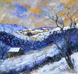 Gemälde, Village in winter, Pol Ledent