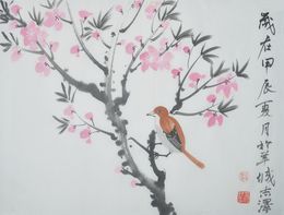 Gemälde, Peach Blossom, Zhize Lv