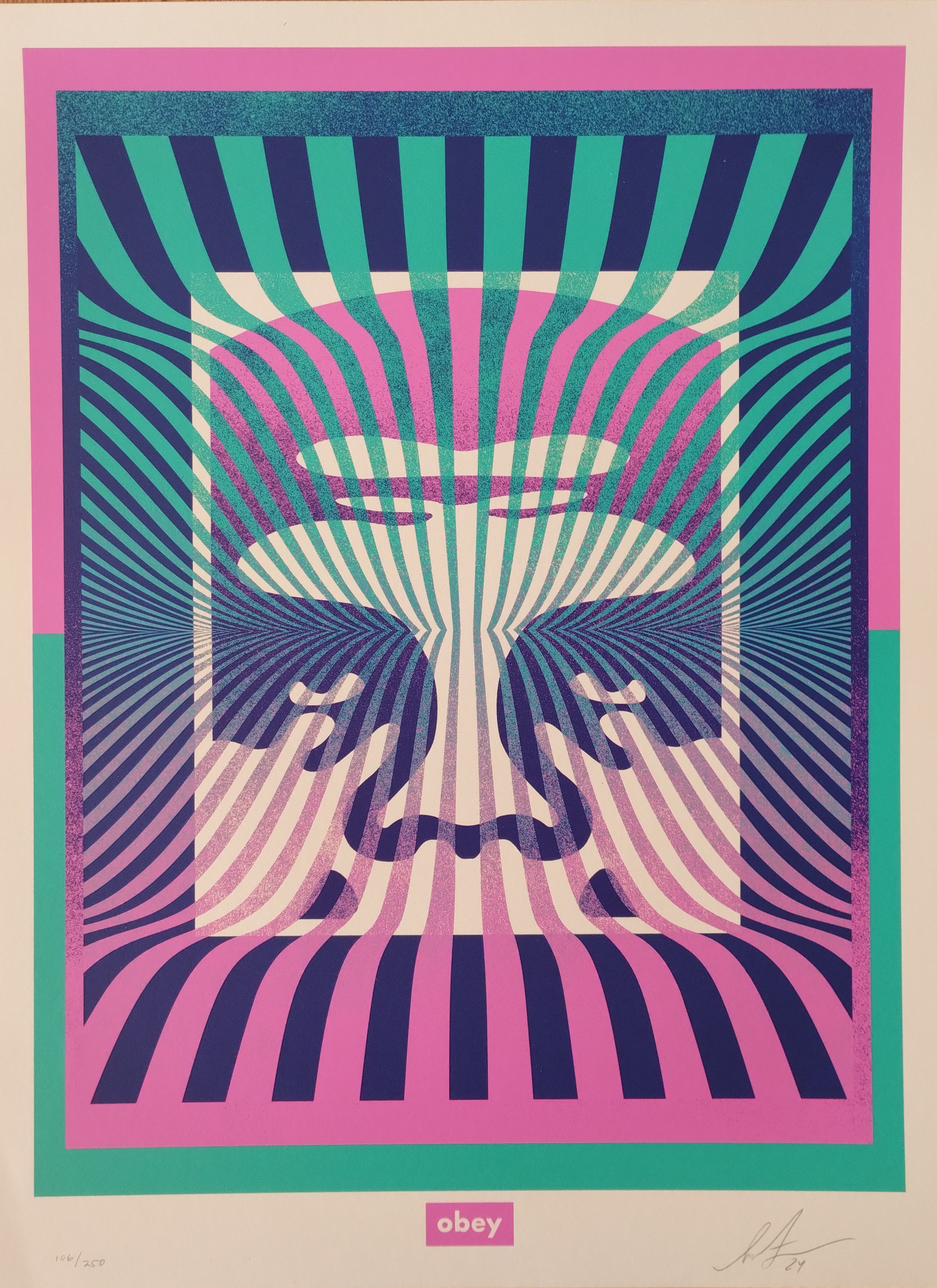 Shepard Fairey (Obey), Op-Art Icon (Aqua Gradient) Shepard Fairey (Obey), Op-Art Icon (Aqua Gradient)