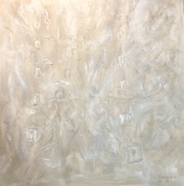 Peinture, White snow on the seashore - large textured modern abstract painting, 3d, Nataliia Krykun