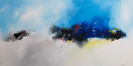 Peinture, Paysage dans les nuages - Abstraction, Laurent Roullier