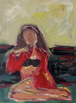 Painting, Woman in a red blouse, Natalya Mougenot