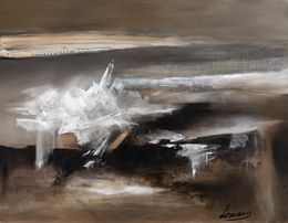 Painting, Confusion - Paysage marin et la vague sur les rochers, Danièle Lemius