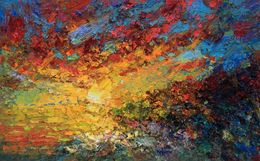 Peinture, Colorful sunset, Alisa Onipchenko-Cherniakovska