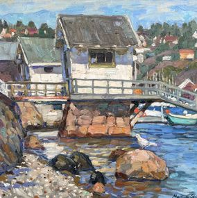 Gemälde, Boat houses, Nadezda Stupina