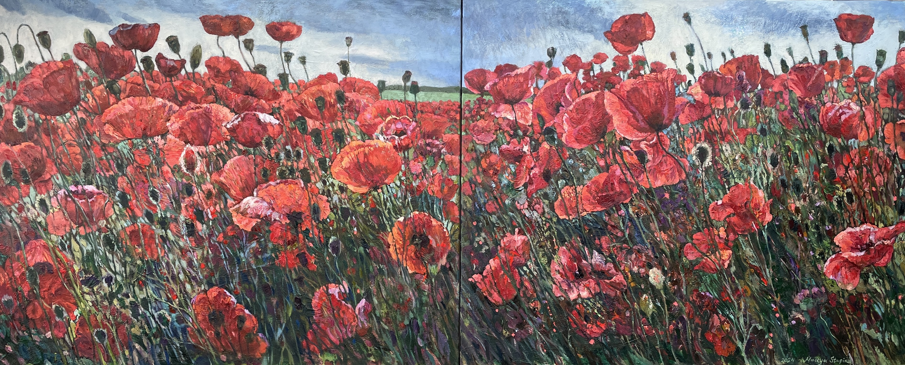 Nadezda Stupina, Diptych Poppy field Nadezda Stupina, Diptych Poppy field