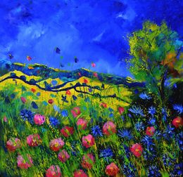 Painting, Pink flowers, Pol Ledent
