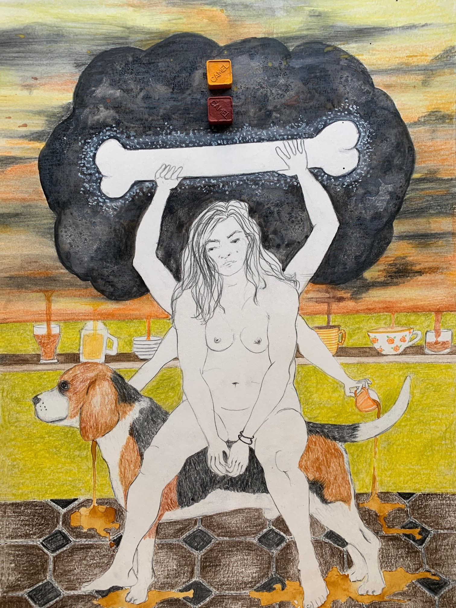 Megha Joshi, Dog and The Bone. Drawings From the covid diaries series Megha Joshi, Dog and The Bone. Drawings From the covid diaries series