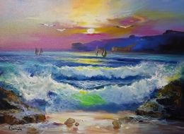 Painting, Mareggiata al tramonto, Mario Smeraglia
