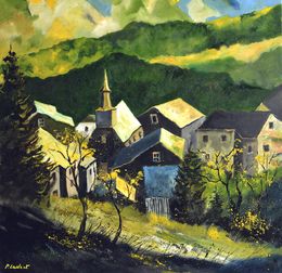 Painting, A peaceful village, Pol Ledent