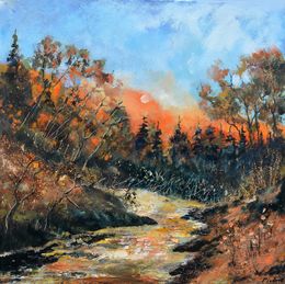 Gemälde, Moonshine on the river, Pol Ledent