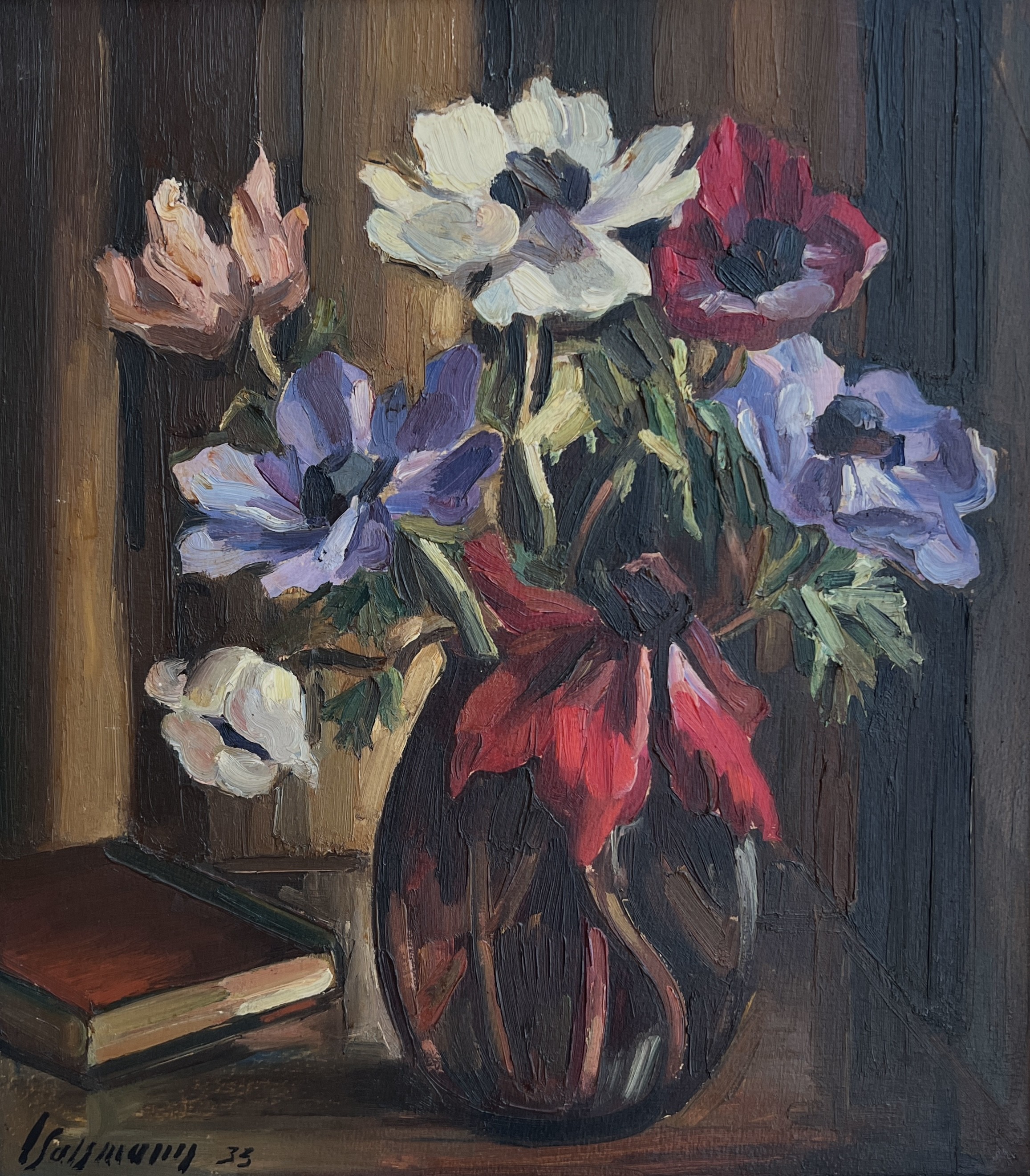 Louis Henri Salzmann, Bouquet de fleur et livre Louis Henri Salzmann, Bouquet de fleur et livre