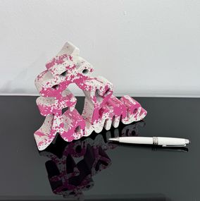 Skulpturen, Je t'aime Splash White - Pink - Unique, Mr Brainwash