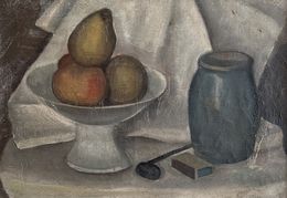 Painting, Pipe et coupe de fruits, Alexandre Rochat