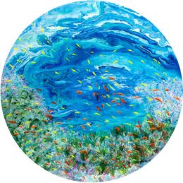Peinture, Le lagon - série Fonds marins, Moniq