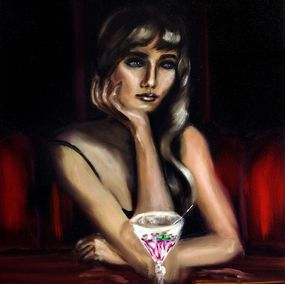 Gemälde, Woman with a Pink Cocktail, Ruslana Levandovska