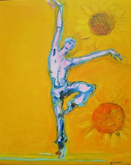 Painting, Taylor Swift Dancing Inbetween Blue Sparks and Sunflowers, Joanna Glazer