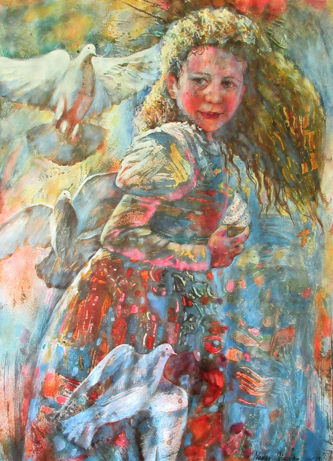 Nadezda Stupina, Girl and doves Nadezda Stupina, Girl and doves