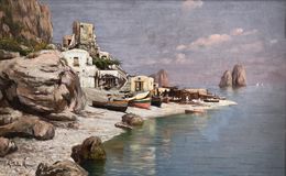 Painting, Capri, Marina piccola, Angelo Della Mura