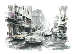 Painting, Beirut, Weygand Street, Matyr's Square, 1960, Fouad Farah
