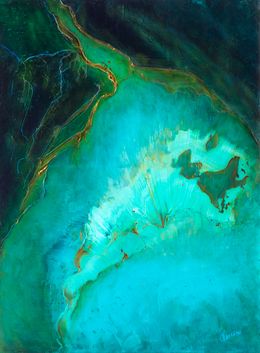 Pintura, Eclosion - L'eau et la Terre - Paysage vue du ciel, Thierry Nauleau