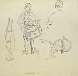 Fine Art Drawings, Playing Soldier, Paul Emile Colin