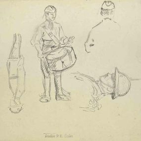 Fine Art Drawings, Playing Soldier, Paul Emile Colin