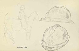 Fine Art Drawings, Helmets and Rider, Paul Emile Colin