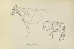 Dibujo, Horses, Paul Emile Colin
