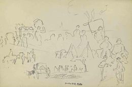 Fine Art Drawings, Soldiers' Camp, Paul Emile Colin