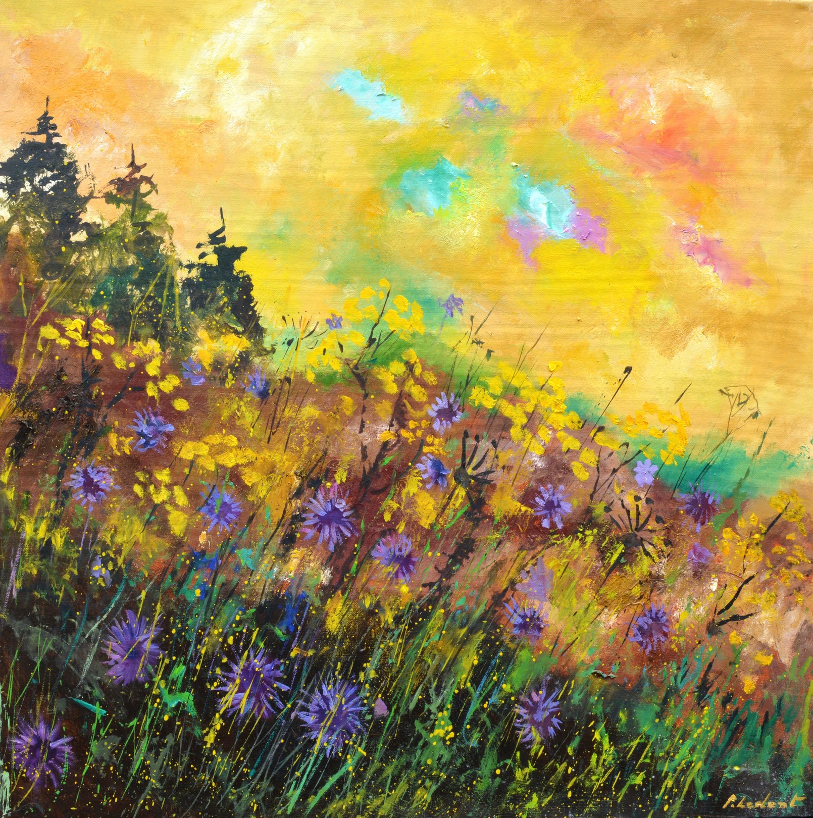 Pol Ledent, Cornflowers at dusk Pol Ledent, Cornflowers at dusk