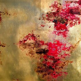 Gemälde, Gold abstract painting #0016, Olena Topliss