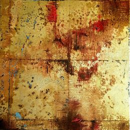 Gemälde, Gold abstract painting #0013, Olena Topliss