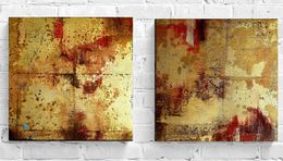 Gemälde, Gold abstract painting #0014 (diptych), Olena Topliss