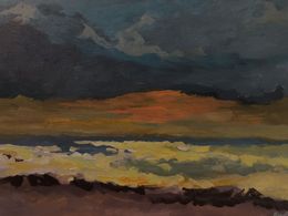Painting, Sunset on Carmel beach, Ramya Sarvesh
