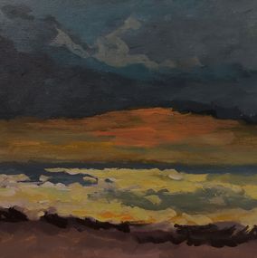 Painting, Sunset on Carmel beach, Ramya Sarvesh