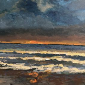 Painting, Dancing of the waves at sunset, Ramya Sarvesh