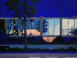 Painting, Palm tree road, Aurélie Trabaud