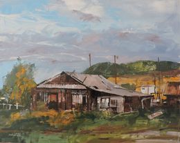 Painting, House in Village, Richard Szkutnik