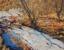 Painting, Dry Creek after Snow, Richard Szkutnik