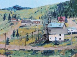 Painting, Houses in the Hill, Richard Szkutnik