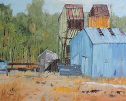 Painting, Farmer Buildings, Richard Szkutnik