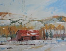 Painting, Reed Roof Barn, Richard Szkutnik