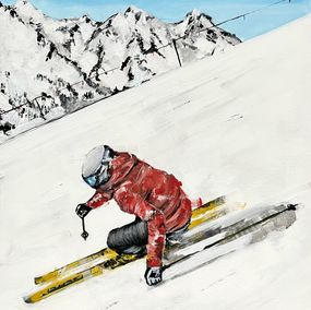 Gemälde, Red skier, Rinalds Vanadzins