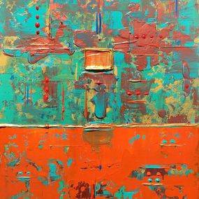 Painting, Abstraction with Orange Gold Box, Robert Lynn