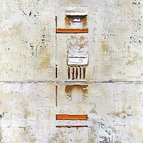 Peinture, Primitive Abstract Gold Copper Orange Marks, Robert Lynn