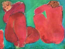 Painting, Mirroring in red, Robin Okun