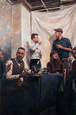 Painting, Strangers, friends and Champagne, Roeland Kneepkens