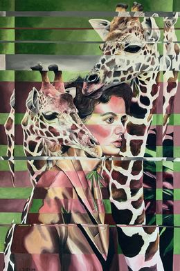 Painting, Gina & the Giraffes,, Sandra Boskamp