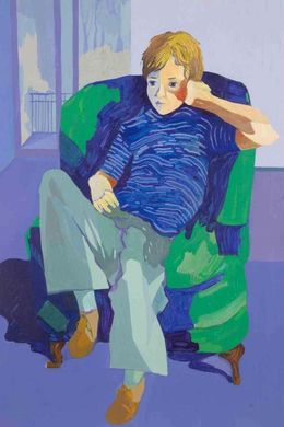 Painting, Child & Child on Armchair, Antonio Mellone